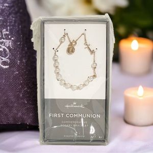 Hallmark First Communion Rosary Beads Bracelet Youth Cross‎ New in Box NWT